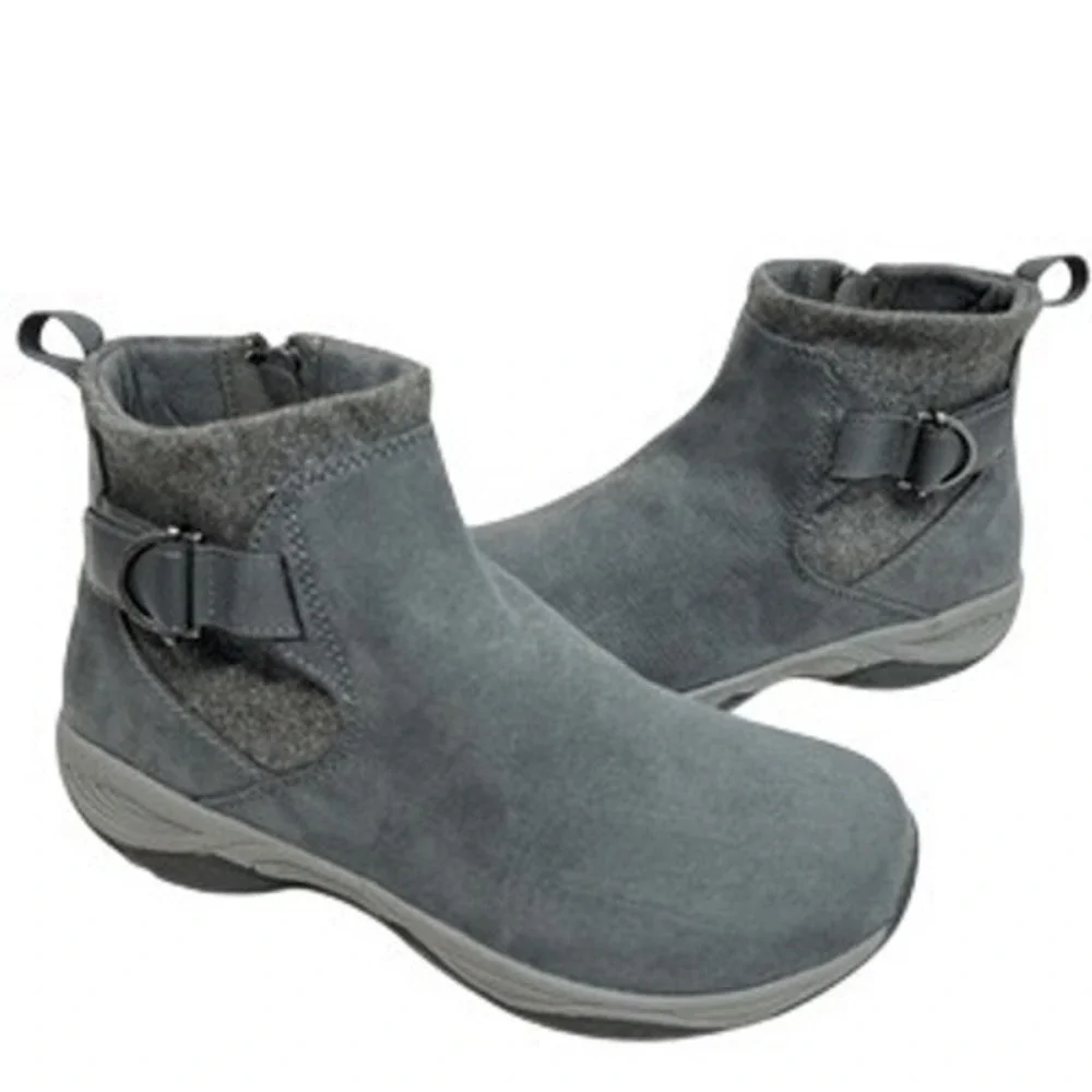 Easy Spirit Eshell2 Grey Textile Buckle Ankle Boots Womens Thermal Size 7M